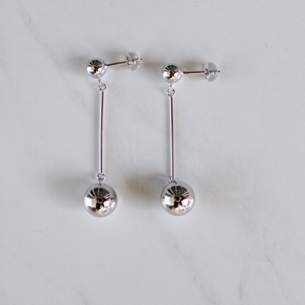 Silver Ball Drop Earrings